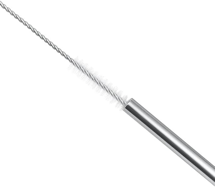 10 Pcs Stainless Steel Straws, Reusable Drinking Straws, Bent Metal Straw Sets with 2 Pcs Cleaning Brushes (Silver, 10.5 Inch)