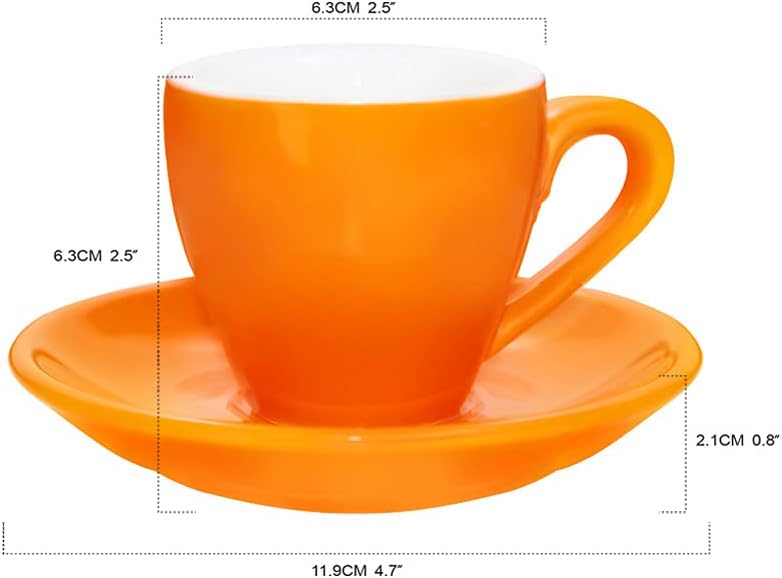 Porcelain Espresso Cup with Saucer, Espresso shot Cup, 80ml/2.7Oz, Orange
