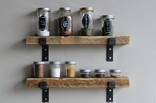Urban Legacy Accent Shelves | Reclaimed Barn Plank | Set of 2 with Full Brackets (Natural 24"x 4.5"x 2")