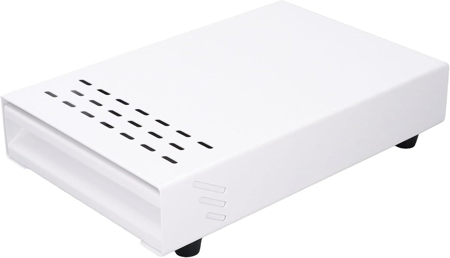 Coffee Knock Box Drawer, stainless steel Coffee Powder Box, Coffee Knock Box with Removable Rubber Strike Wood Pole and Non Slip Base (White)