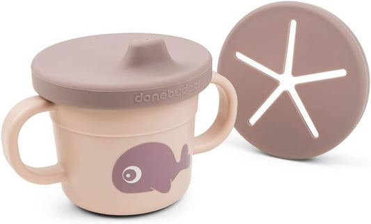 Done by Deer Foodie Spout & Snack Cup Wally Powder – Spill-Proof Toddler Cup for Snacks and Drinks – Travel-Friendly, Easy to Clean, Perfect for 6-Month-Olds
