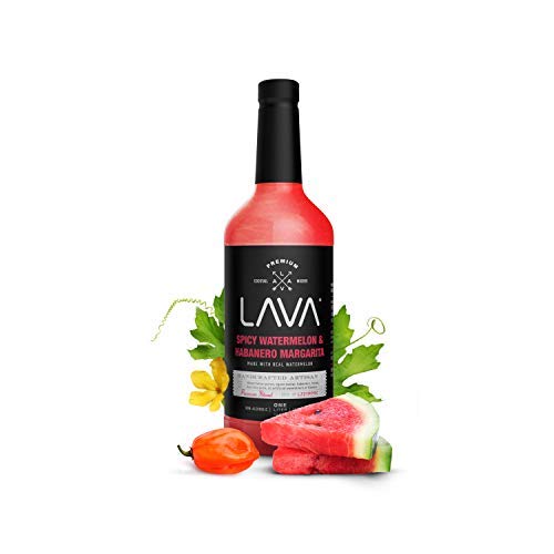 (3 Pack) LAVA Premium Spicy Watermelon Habanero Margarita Mix, Cold-Pressed Organic Watermelon, Agave, Habanero, No Artificial Sweeteners, Lots of Flavor, Ready to Use, 1-Liter (33.8oz) Glass
