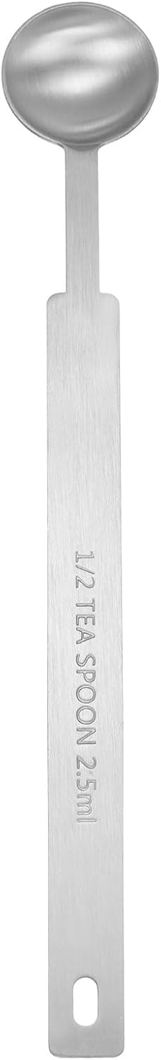 HARFINGTON Single Measuring Spoon 1/2tsp (1/6tbsp, 2.5ml) Teaspoon/Tablespoon 430 Stainless Steel Single Tiny Square Bowl Measuring Spoon Long Handle Measure Scoop