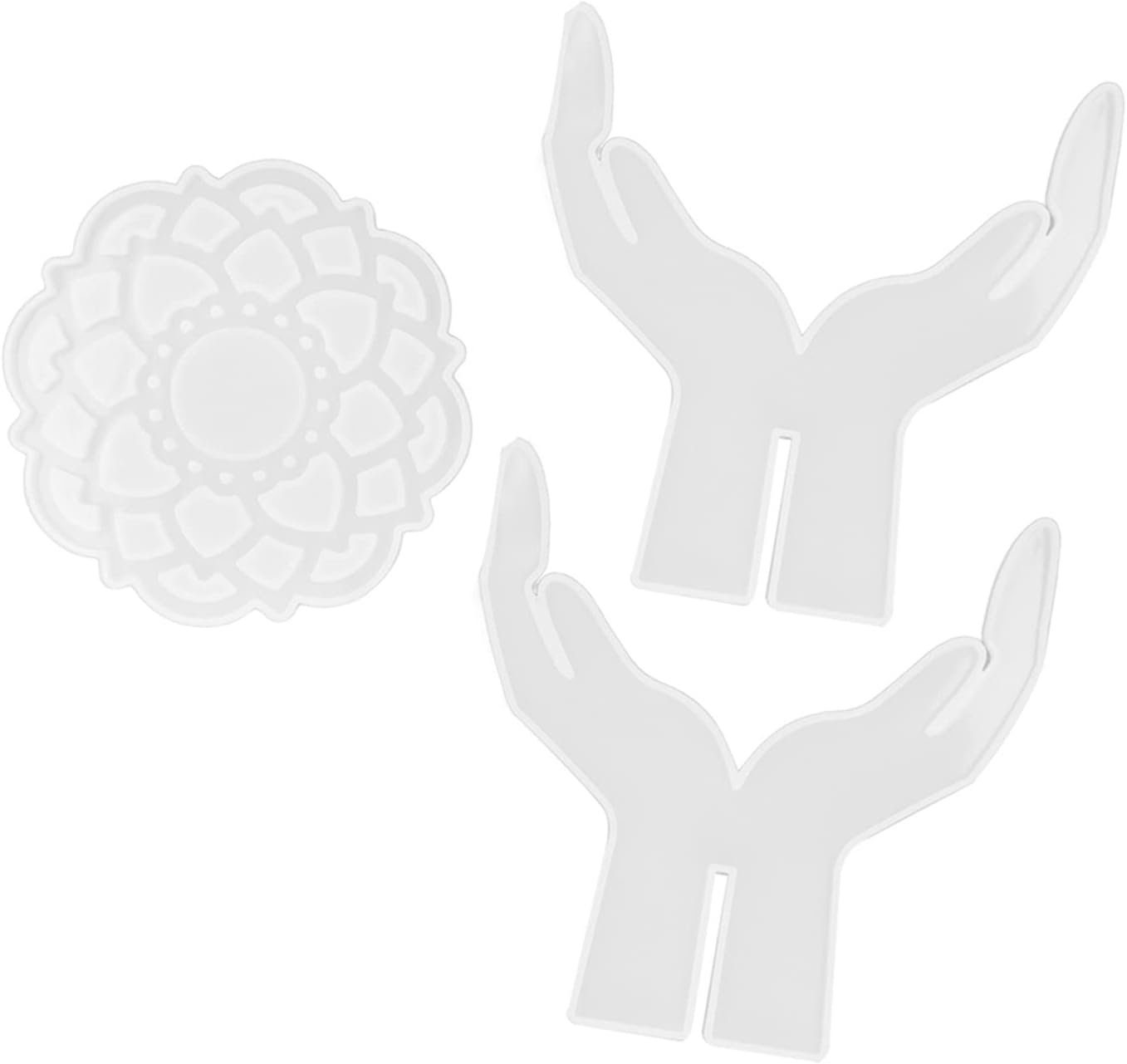 3Pcs DIY Silicone Flower Pot Shelf Mold Easy Demoulding Unique Shape Suitable for Resin Crafts (Double-Hand Hollow Cushion Mold 60-743)