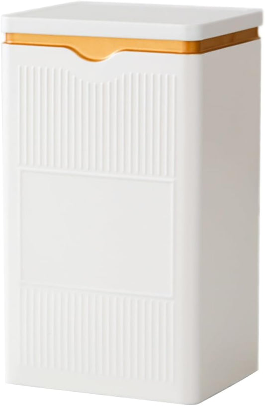 HAN SHENG Square Airtight Tea Tins - White, Food Storage Containers for Loose Tea, Coffee, Spices (5.9"x3.4"x2.8")