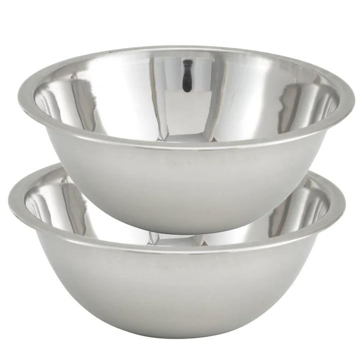 Tiger Chef Heavy Duty Mixing Bowl 1 1/2 Quart All-purpose Mixing Bowls for Home and Commercial Use - Best Prep Bowls for cake mixtures, dough’s, salads, pastas, dressings Stainless Steel - 2 Pack