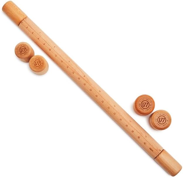 Milk Street Adjustable Rolling Pin – Precision Beechwood Dough Roller with Removable Height Guides & Laser -Etched Ruler – 23" Length for Cookies, Pie Crusts & Pasta
