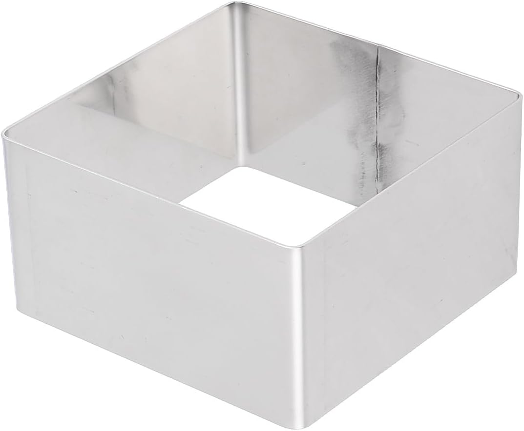 Alipis Square Mousse Mold Mousse Cutter Stainless Steel Cake Ring Cake Mold Metal Pastry Mould Dessert Ring Baking Tool for Home Kitchen DIY Pastry (Silver 5 Inch), 75635NWDON16PLB
