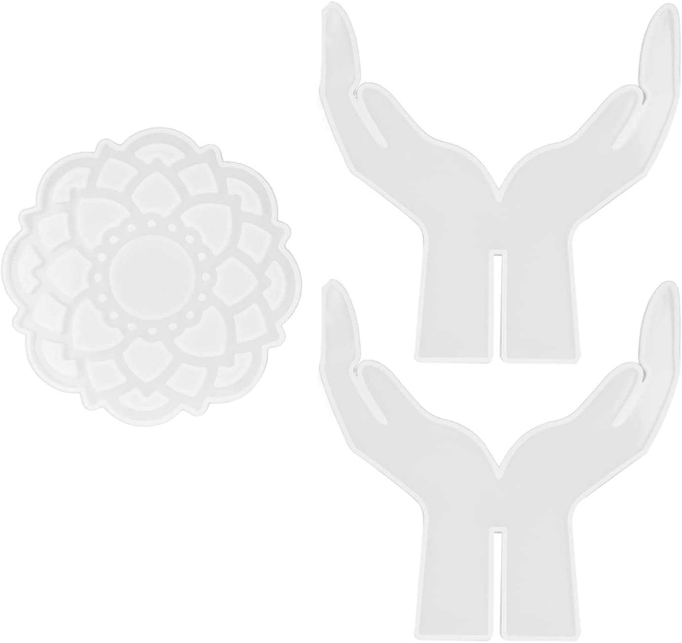 3Pcs DIY Silicone Flower Pot Shelf Mold Easy Demoulding Unique Shape Suitable for Resin Crafts (Double-Hand Hollow Cushion Mold 60-743)