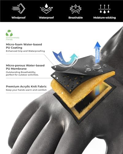 toolant Waterproof Winter Gloves with Grip, Balaena Freezer Gloves for Light Duty Work & Outdoor Adventure, Hiking, Farming, Washing, Ice Fishing, X-Large