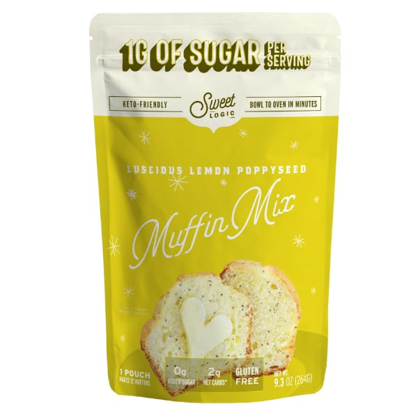 Sweet Logic Keto Baking Mix - Lemon Muffin - Gluten-Free - Dairy Free - Diabetic-Friendly - High Protein - Low Sugar - Low Carb - Quick 20-Minute Prep (1-2G Carbs Per Serving)