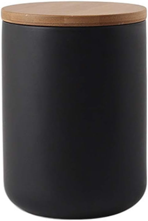Food Storage Canister, Ceramic Kitchen Canisters with Airtight Seal Bamboo Lid, Food Storage Jar for Tea, Coffee Bean, Spice, Sugar 260ml/ 800ml/ 1000ml (800ml-10.3 x 14.5cm)