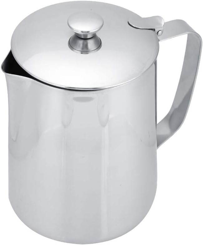 Commercial Grade Stainless Steel Coffee Steaming Pitcher Milk Frothing Cup Jug with Lid (350mL)