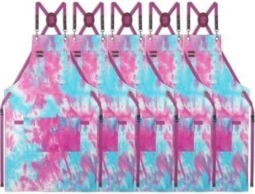 5 Pack Kitchen Apron, Work Apron, Canvas, Multiple Pockets, Gardening, Painting, BBQ, Artist, Carpenter, Sizes M to XXL, Phantom Blue