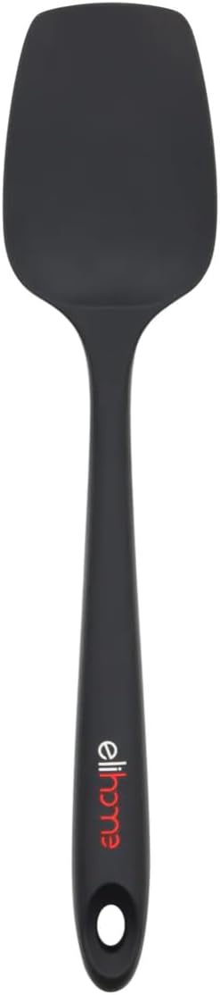 Elihome Mini Silicone Spoonula - Non-Stick Heat Resistant Silicone Scraper Spatula for Mixing, Serving, Scraping, Stirring, and More, 8.75 Inch, Black