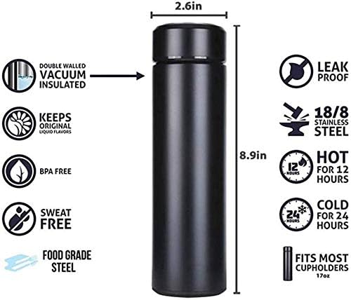 17 oz Car Logo Black Frosted Travel Mugs & Tumblers Vacuum Insulated Stainless Steel Thermal Bottle Fashion Business Thermal Cup for Hot or Cold Drink Coffee Or Tea (fit Maserati)