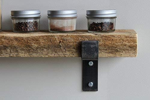 Urban Legacy Accent Shelves | Reclaimed Barn Plank | Set of 2 with Full Brackets (Natural 24"x 4.5"x 2")