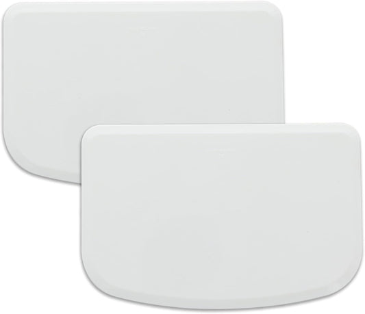 Plastic Bench Scraper for Baking - 2 White Bowl Scraper - Flexible Food Safe Dough Scraper Multipurpose Good Grip Curved and Flat Edge Dough Cutter - Essential Pan Scraper for Kitchen Use - RamPro
