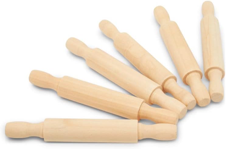 Wooden Mini Rolling Pin, 5 Inches Long, Pack of 25, Great for in The Kitchen, Play-doh, Crafting and Imaginative Play, by Woodpeckers