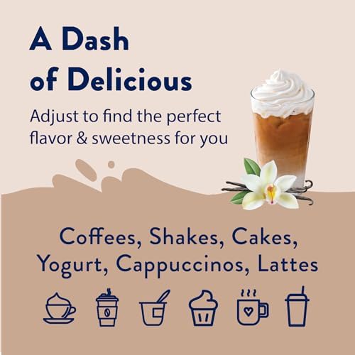 Jordan's Skinny Syrups Sugar Free Coffee Syrup, Vanilla Flavor Drink Mix, Zero Calorie Flavoring for Chai Latte, Protein Shake, Food and More, Gluten Free, Keto Friendly, 25.4 Fl Oz, (Pack of 6)