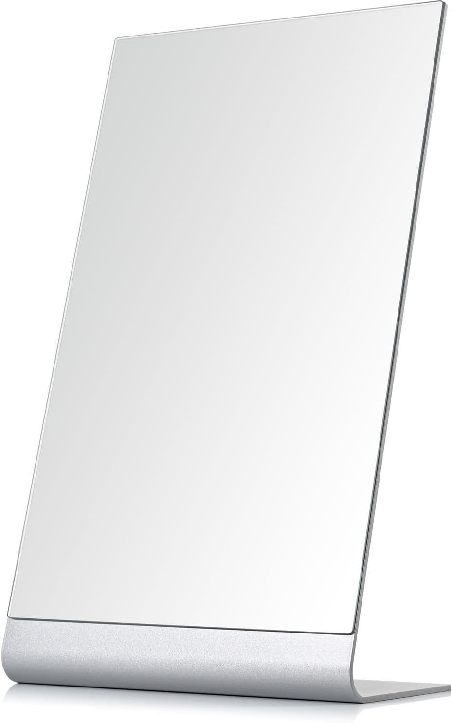 Frameless Makeup Mirror for Desk, 15 Inch Aluminum Standing Table Mirror, Large Counter Top Mirror