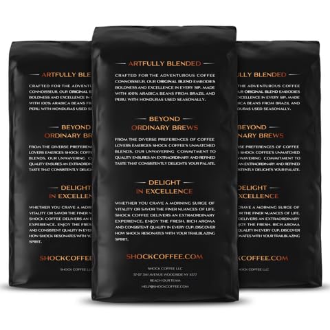Shock Coffee Whole Bean, The Strongest Caffeinated All-Natural Coffee, Up to 50% more Caffeine. 3 LB