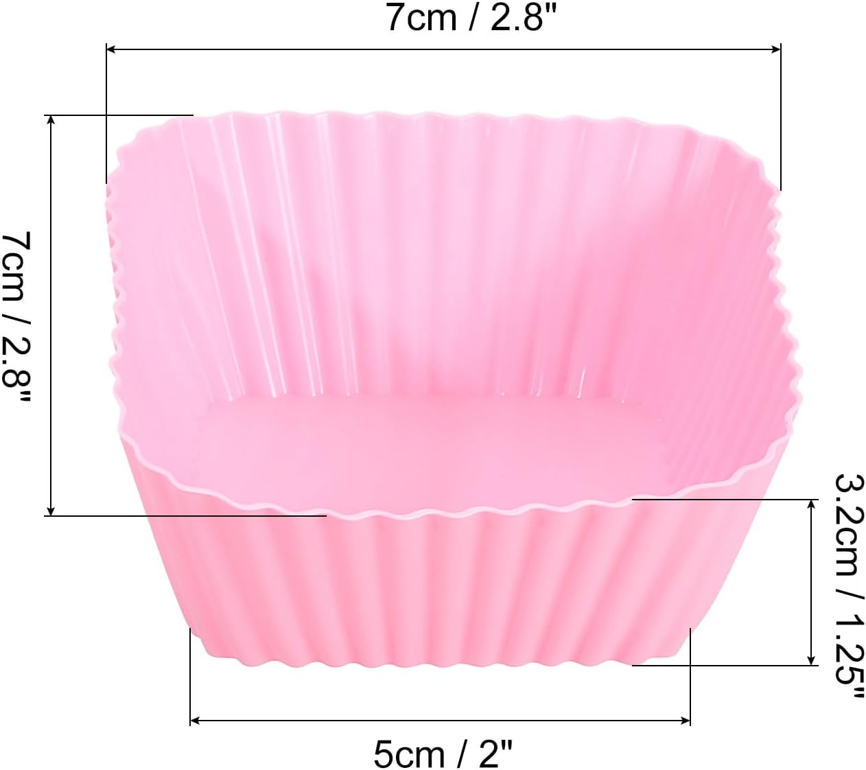 uxcell 36Pcs Silicone Cupcake Baking Cups, Silicone Muffins Liners Non-Stick Square Baking Cups, for Cooking Eggs Baking Muffins and Make a Cake(Pink)