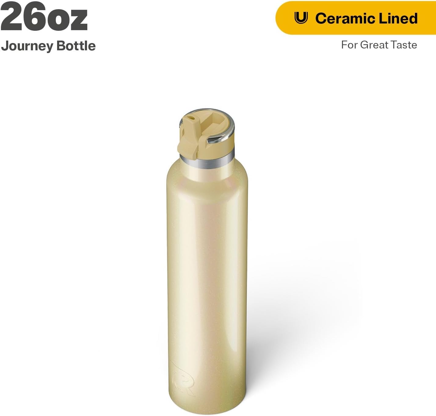 RTIC 26oz Journey Bottle Metal Stainless Steel Vacuum Insulated, BPA Free, Reusable, for Water, Hot and Cold Drinks, Travel, Sports, Camping, Sunlight Glitter