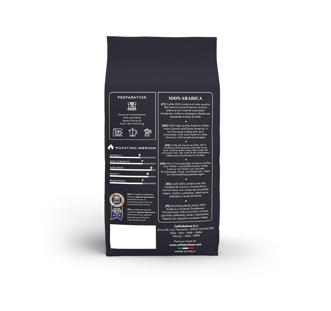 Caffe Borbone Whole Bean Coffee, Medium Roast 100% Arabica Blend, Aromatic and Refined Italian Coffee, 2.2 lb Bag