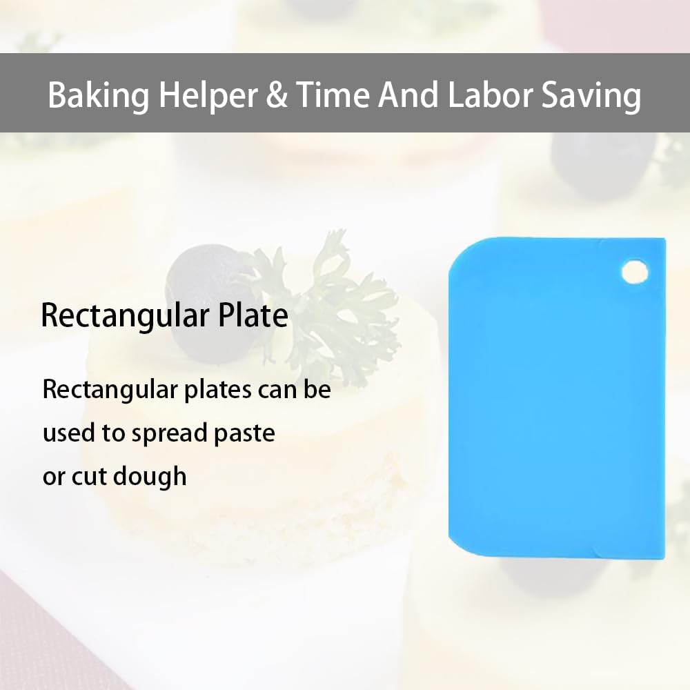 Plastic Scraper Tool Set,Bread Dough Scraper Dough Cutter,Flexible Plastic Bench Scraper For Baking,12 Pcs Cake Scraper Smoother(Blue).