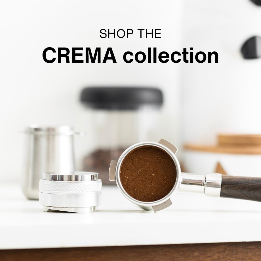 Crema Coffee Products 58mm Bottomless Naked Portafilter | Compatible with 58mm for E61 | Includes Double Shot Filter Basket | Walnut