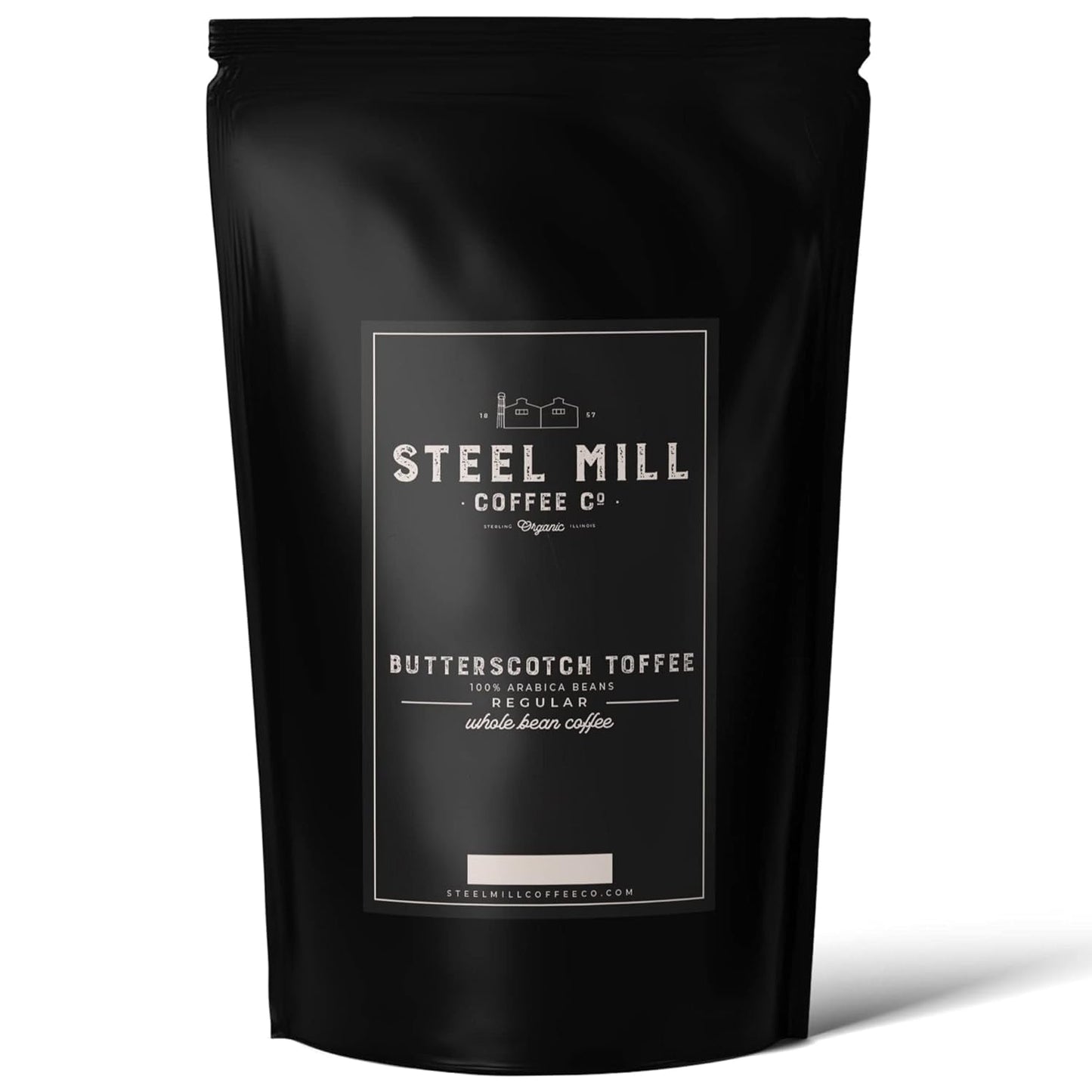 Steel Mill Coffee Co. - Butterscotch Toffee Flavored Coffee - Ground - Regular - Medium Roast - 100% Arabica Beans - Vegan - Gluten-Free - Sugar-Free - 2lb Bag