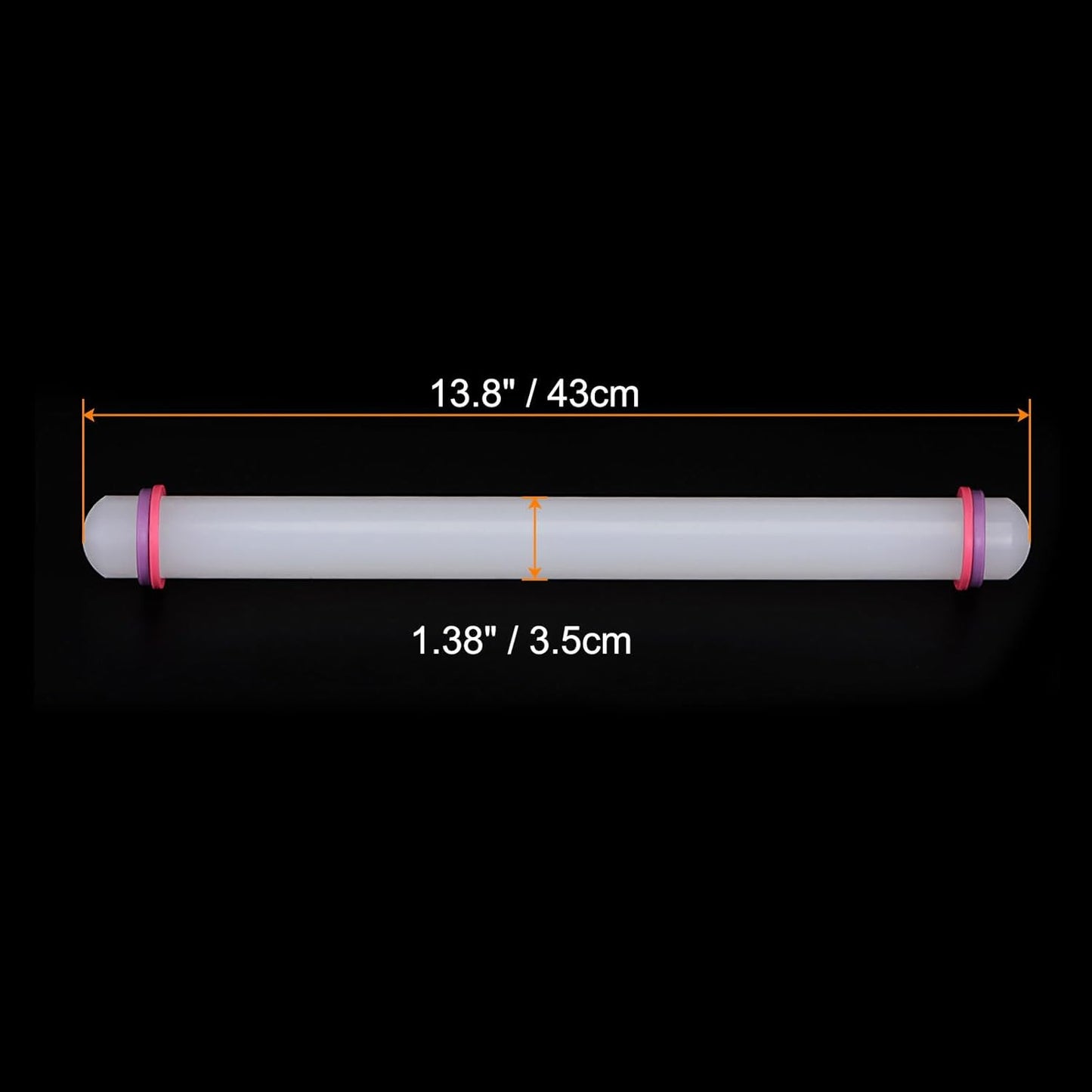 HARFINGTON 2pcs Fondant Rolling Pin with Rings PP 43cm x 3.5cm Non Stick for Baking, White