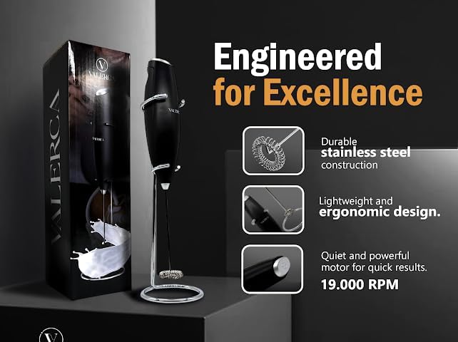 espumador de leche electrico valerca, batidora de mano de leche ultrarrapida, batidora electrica para café, café con leche, capuchino, frappé, matcha y crema para café,