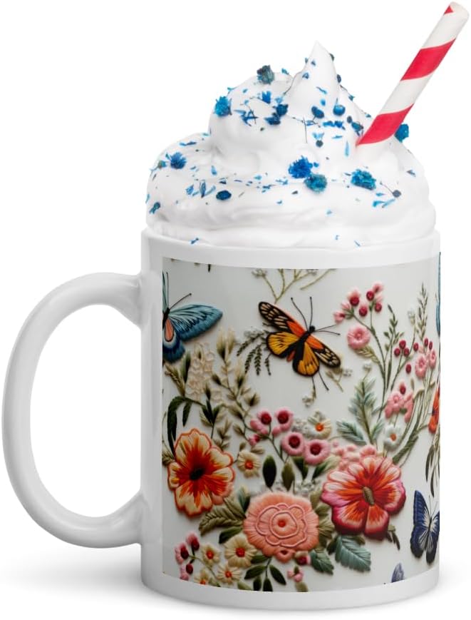 11 OZ Novelty Coffee Mugs - Christmas Gift (Butterfly Flower)