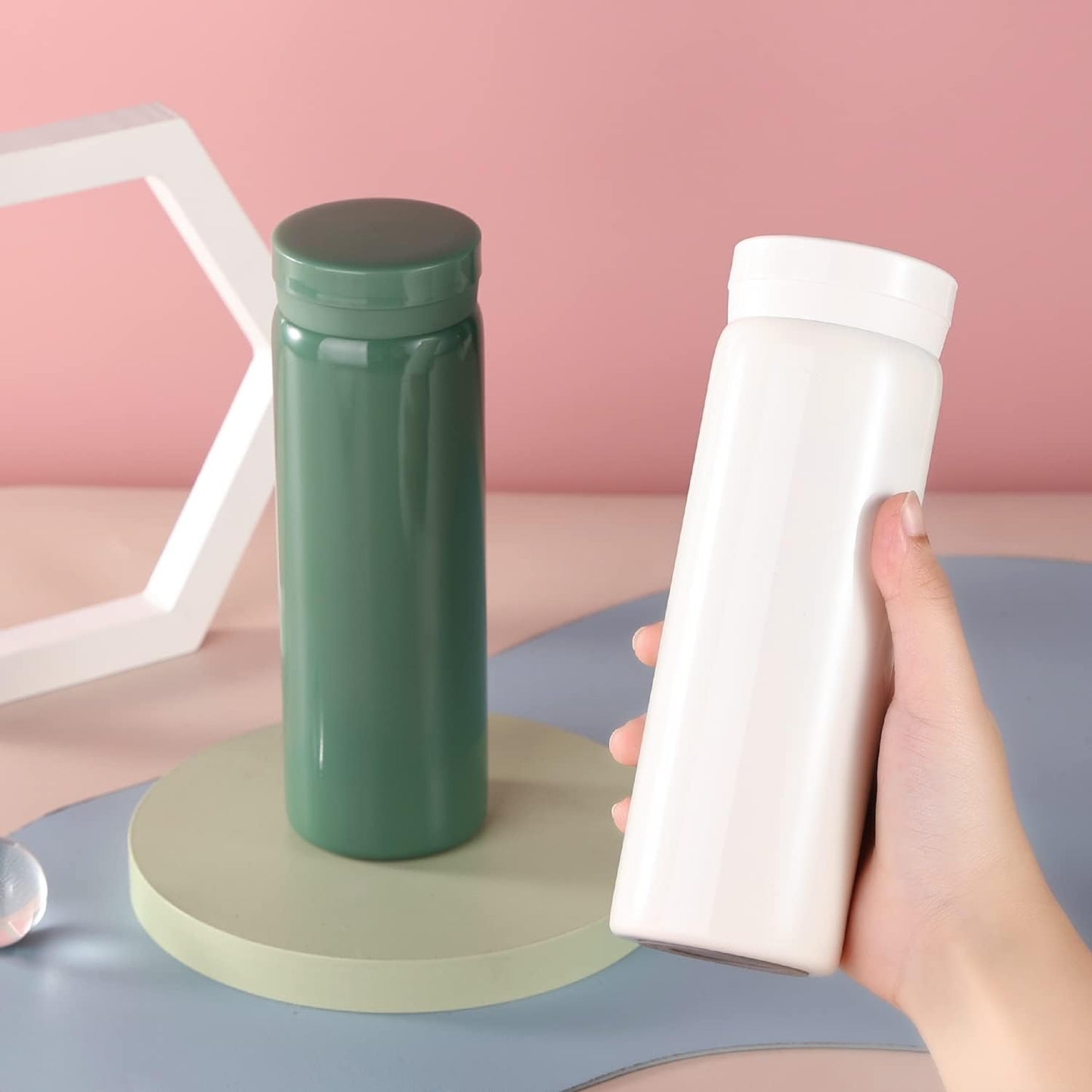 10oz Mini Water Bottle Stainless Steel Thermos Small Flask - Insulated Vacuum, Leak Proof, Keeps Drinks Hot/Cold - Ideal for Coffee, Tea, Water - White