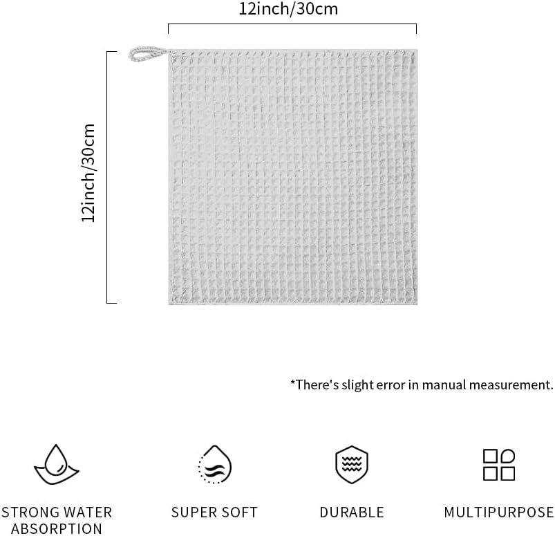 watchget Barista Micro Cloth 10 Pack, Microfiber Barista Cleaning Towels Microfiber Waffle Weave Kitchen Dish Cloth Coffee Bar Towel Coffee Machine Cleaning Cloth, Light Grey(12"x12")