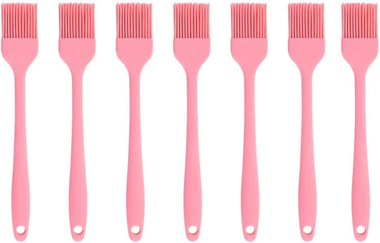 Silicone brush, Oil Brush for BBQ Kitchen Cooking Baking and Grilling（7 PCS,Pink)