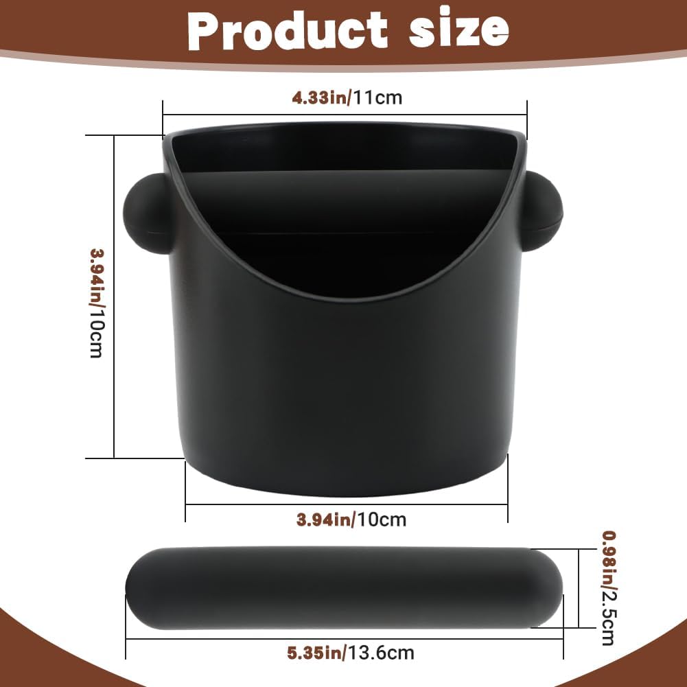 Espresso Knock Box 4.3 Inch Small Coffee Grounds Bin with Removable Knock Bar Non Slip Base Splash Proof Mini Knock Box for Home Cafes Restaurants