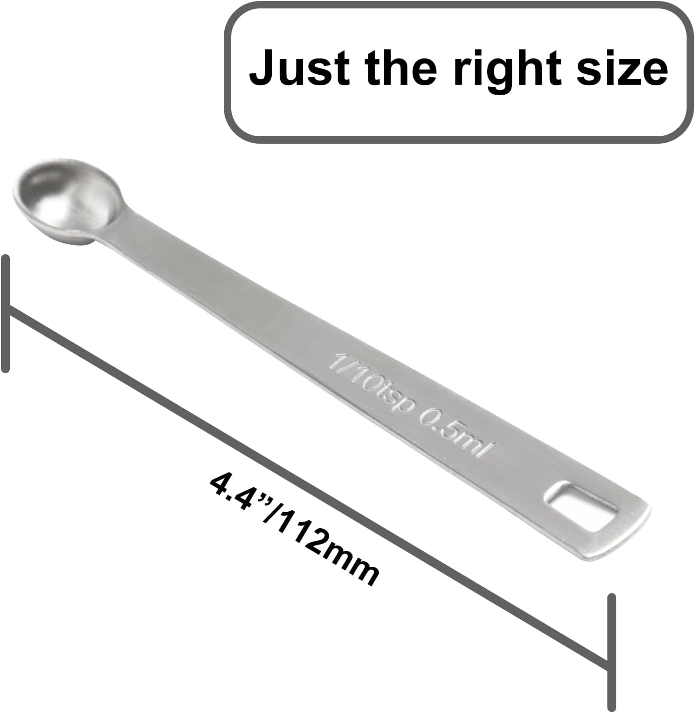 2PCS 1/10 Teaspoon(1/10tsp, 0.5ml) Single Tiny Measuring Spoon, Small Individual Stainless Steel Measure Spoons Only