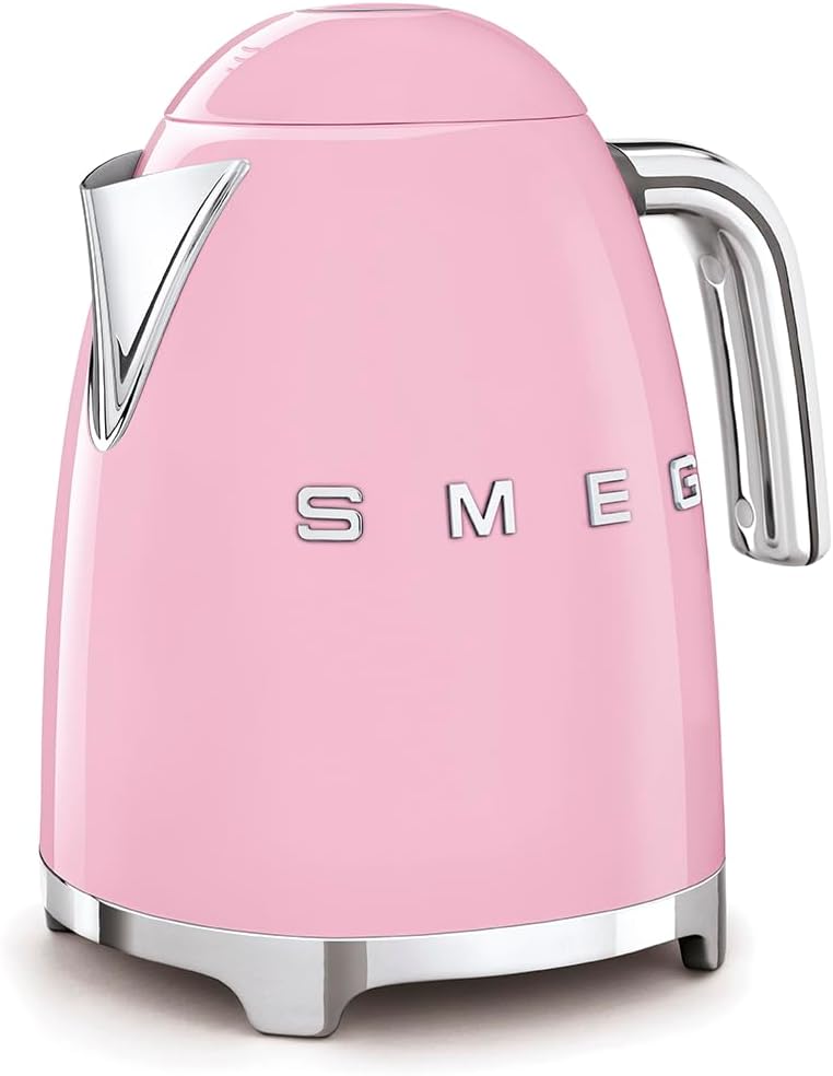 SMEG 50's Retro Style Electric Water Kettle with Automatic Shutoff, Removable Base, and Water Indicator, KLF03PKUS, Pink