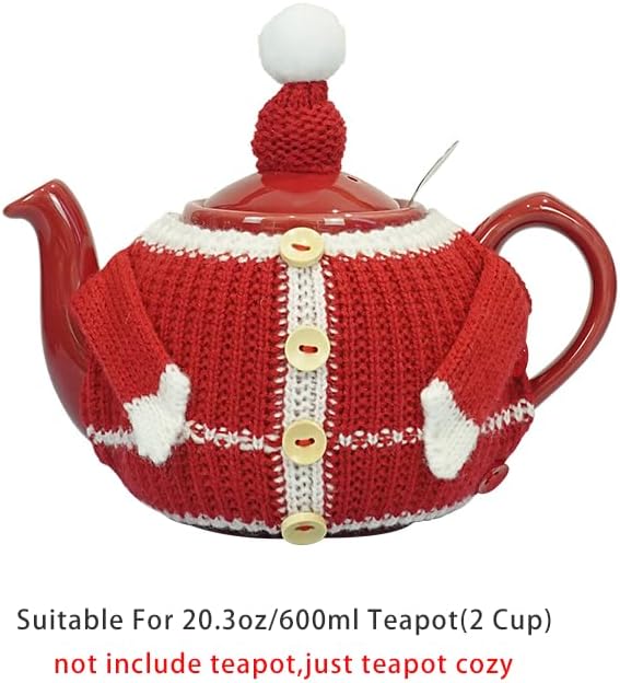 Tea Cozy Suitable for a 600ml,20oz Tea Pot,Teapot Warmer -100% Acrylic Fibers Filling,Two Piece (Christmas)