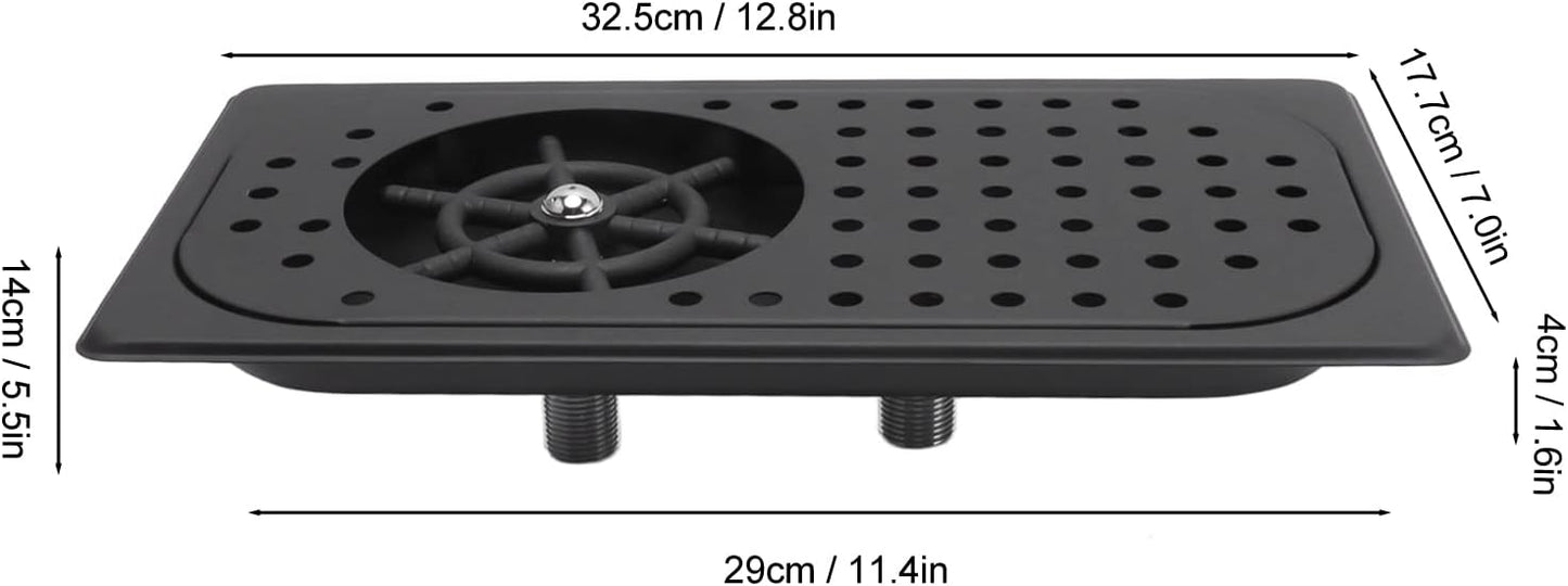 Glass Rinser Cup Washer 304 Stainless Steel Drain Drip Tray Hose Washing Equipment Coffee Shop Bar Glass Sink Rinser (Black A)