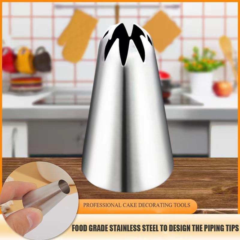 Large Piping Tips Set, Stainless Steel Cake Decorating Icing Tips Nozzles, Pastry Cake Decorating Tips Baking Tools For Cookies Cupcake Decorating Kit (1M 2D 1A 6B 853 895 114)