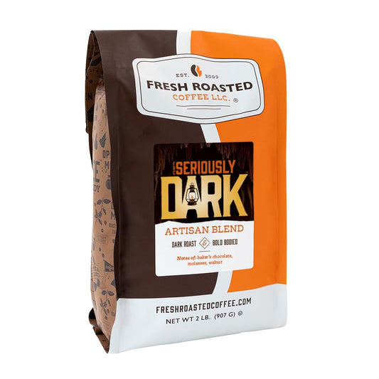 Fresh Roasted Coffee,Seriously Dark Artisan Blend,2lb Dark Roast, Kosher, Whole Bean