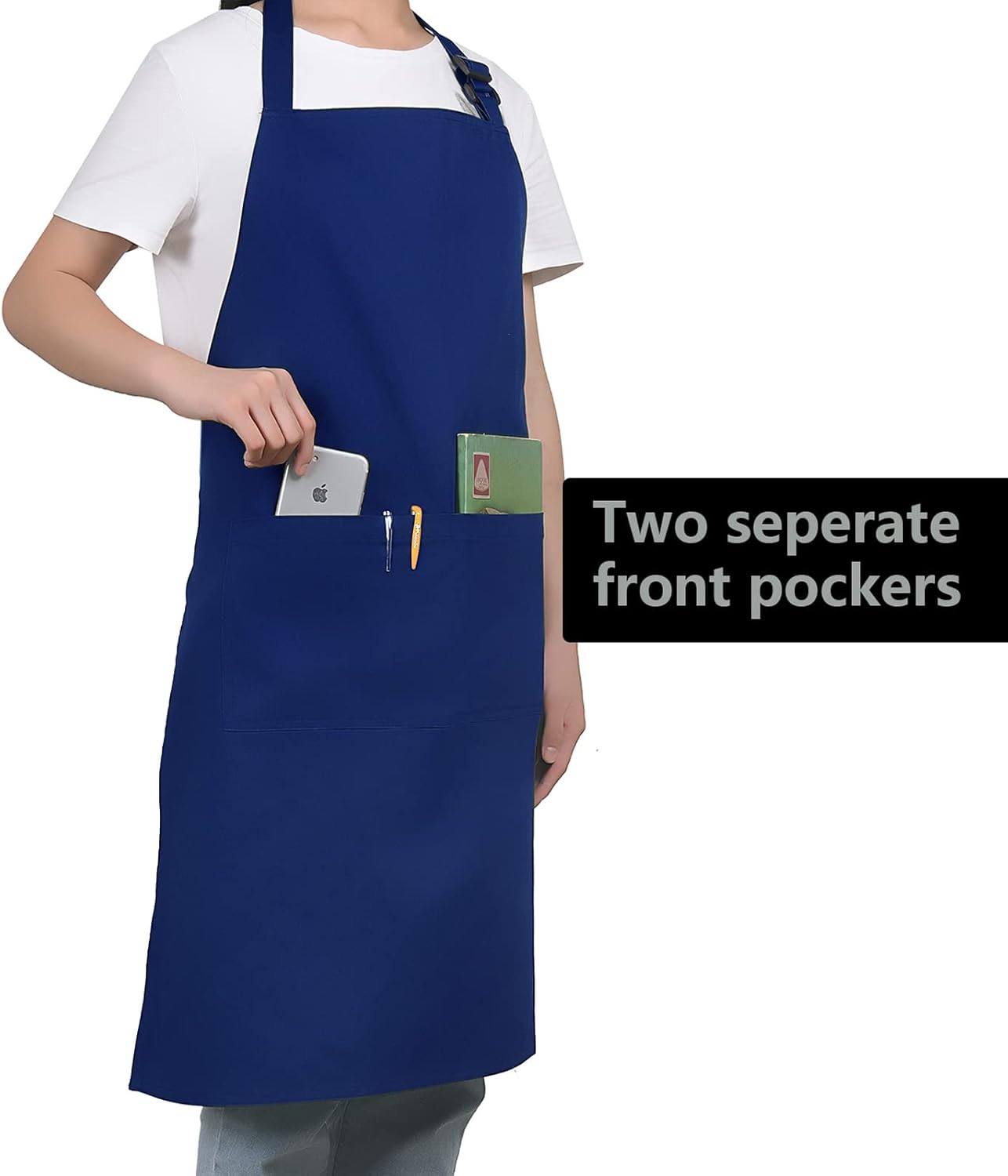 Cotton Blend Waterproof Apron With 2 Pockets for Women Men - Cooking Kitchen Chef Arpon BBQ Work Painting - (1 Pack)
