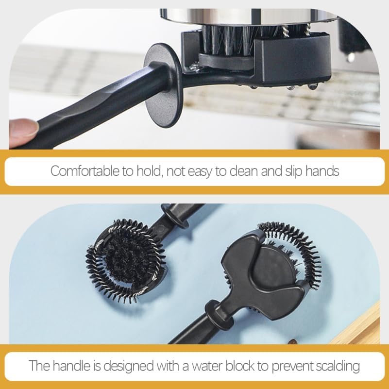 Coffee Machine Cleaning Brush - Espresso Machine Brush with Detachable Nylon Bristles Perfect for Group Head Cleaning