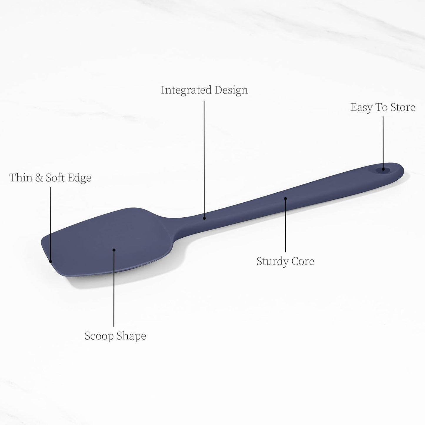 600ºF Heat Resistant Spatulas, High Heat Food Safe Semless Kitchen Silicone Scraper Set for Cooking Baking Mixing Scraping Stirring Nonstick Cookware Pan Bowl (2Pcs,Midniaht Blue)