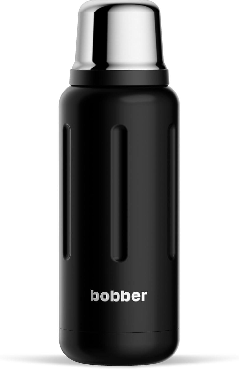 BOBBER 34 oz Stainless Steel Travel Thermos for Hot and Cold Drinks – Dishwasher Safe Metal Water Bottle with Cup Lid – Keeps Hot for 48 Hours – BPA-Free, Vacuum Insulated (Black Coffee)