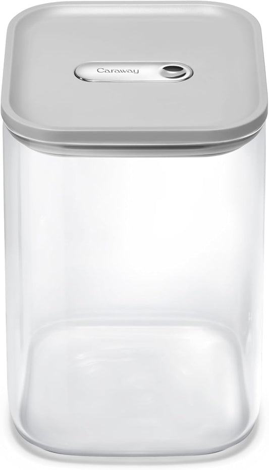 Caraway 4qt Glass Airtight Food Storage Container with Lid – Non-Toxic, BPA-Free Kitchen Storage Container – Stackable, Space-Saving Airtight Container for Dry Goods and More - Gray